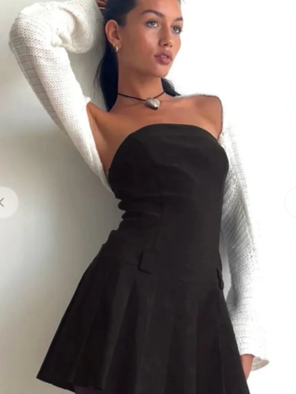 Cotton Candy la Black Payoda Bandeau Strapless Pleated Mini Dress